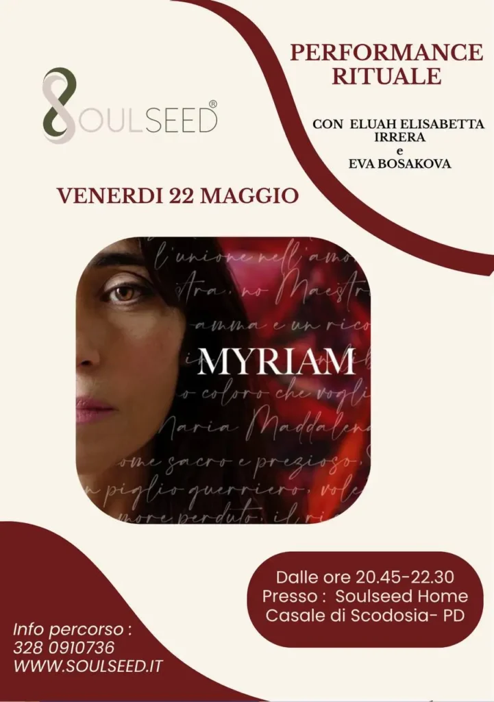 Locandina dello spettacolo Myriam, di Eluah Elisabetta Irrera