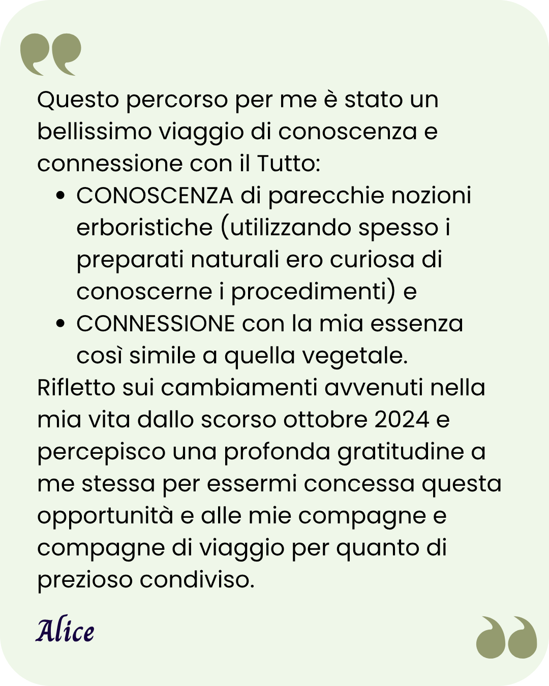 Testimonianza di Alice dopo la partecipazione alla scuola Connessioni Naturali