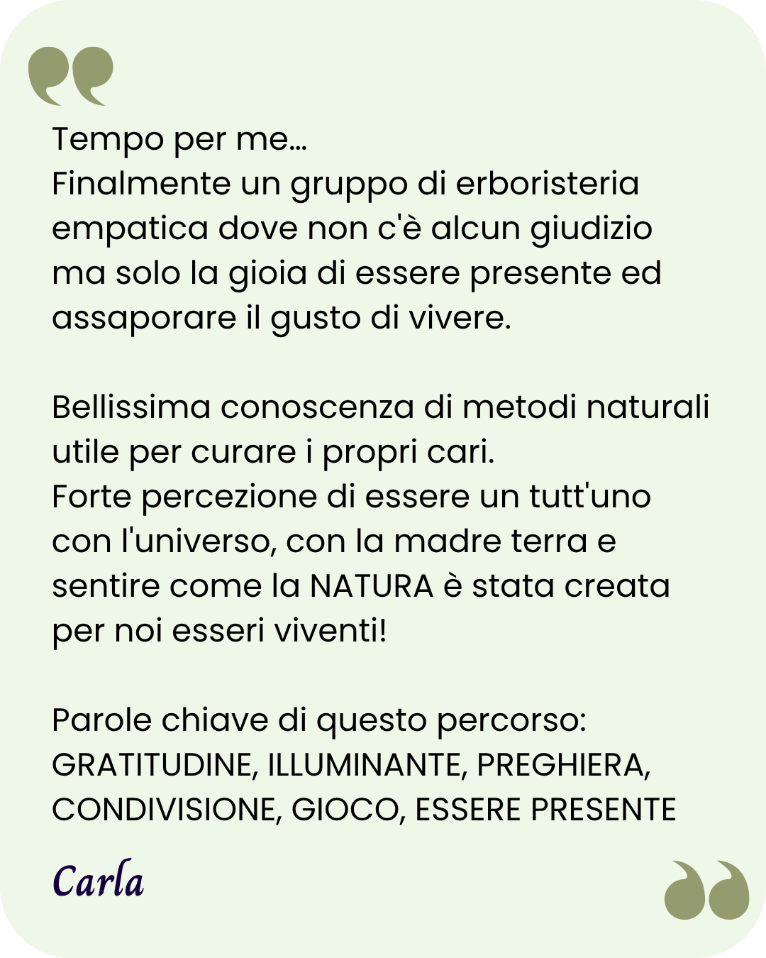 Testimonianza di Carla dopo la partecipazione alla scuola Connessioni Naturali