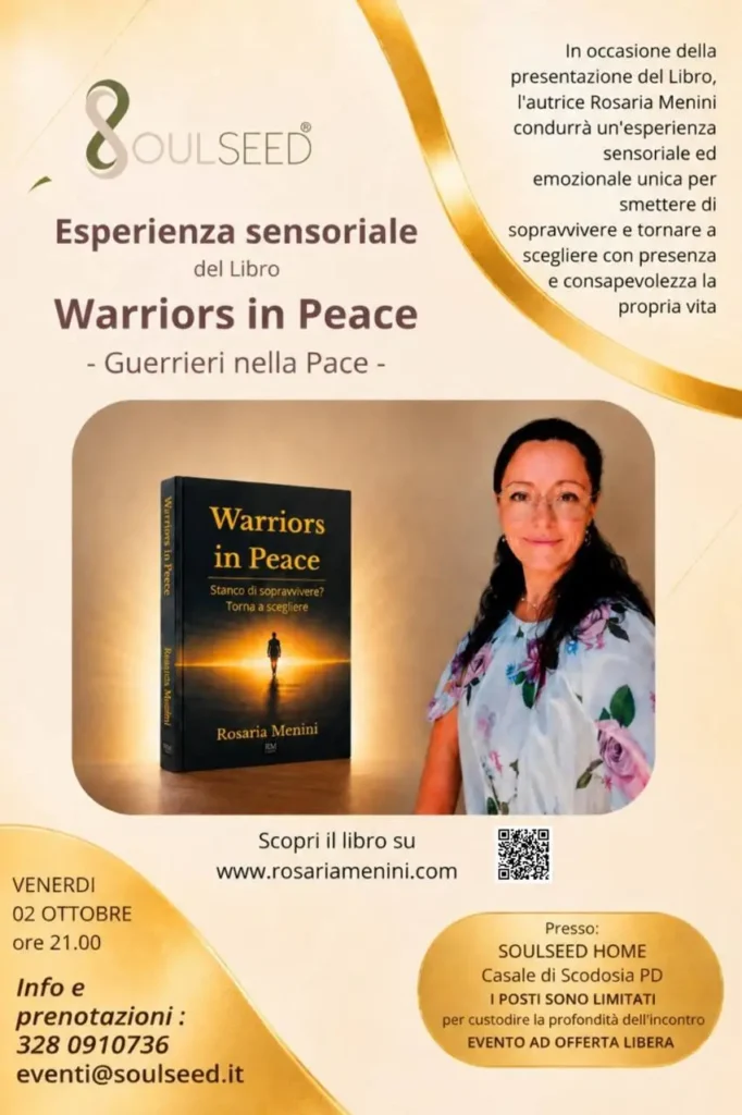 evento esperienza sensoriale del libro Warriors in Peace di Rosaria Menini